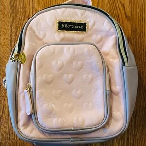 Betsey Johnson Backpack/Purse, pink/gray, EUC